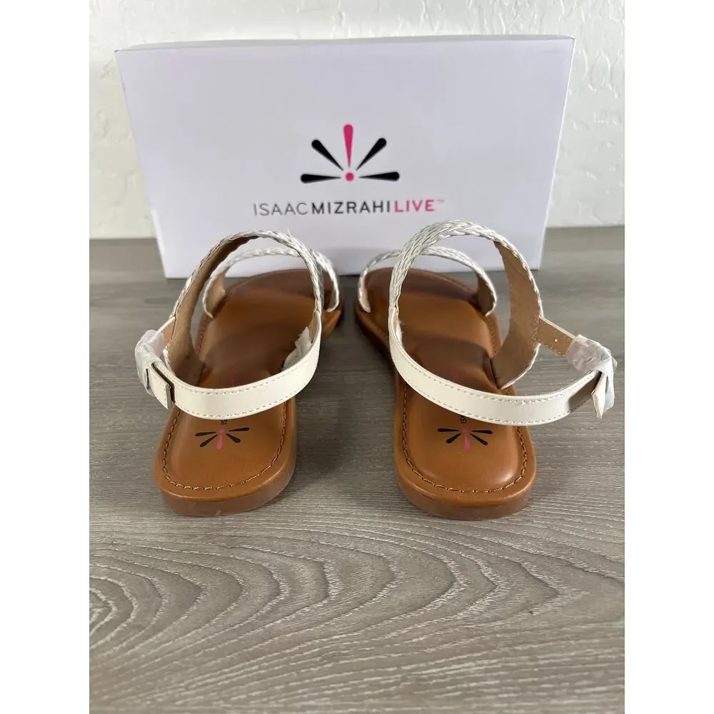 Isaac Mizrahi Live Rosalyn White Woven Slingback Flat Sandals IM3ROS20  7.5M‎
